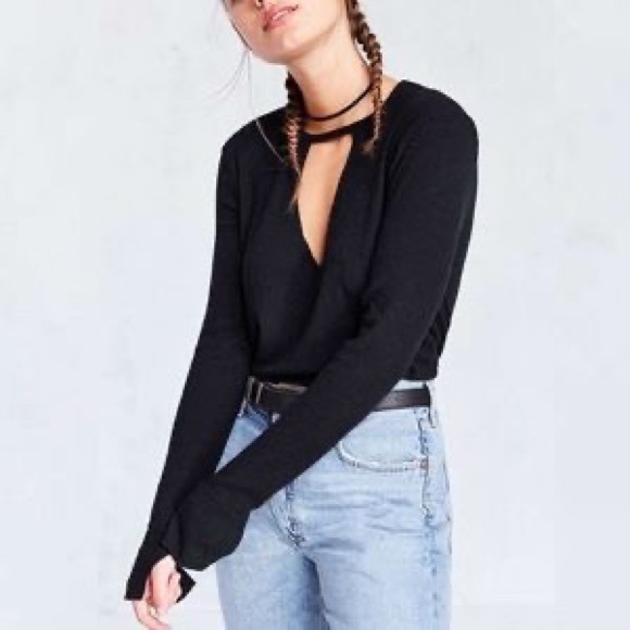 NWT Urban Outfitters Project Social T, Black Cut out Neck Sweater Size XS - Picture 3 of 11